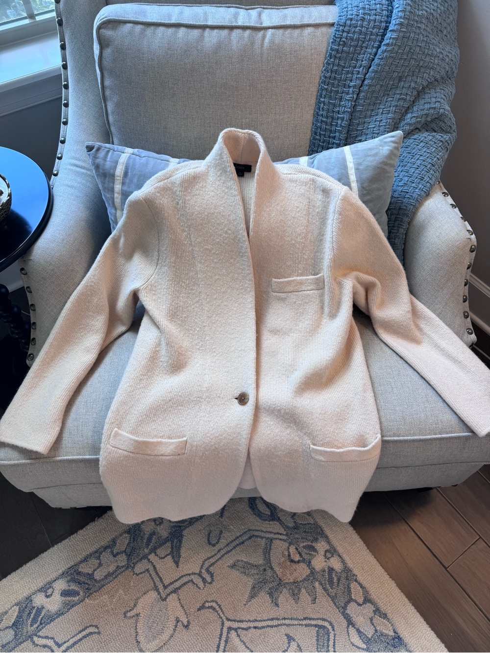 J. Crew Cream Open-Front Knit Blazer